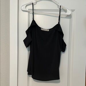Abercrombie Women's Black Tank with Off-Shoulder Ruffles